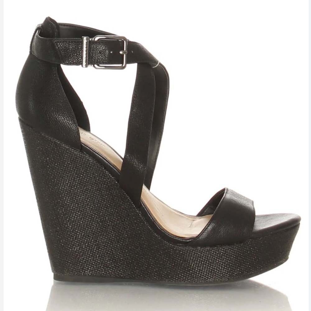Gianni Bini Black Ankle Strap Wedge Sandals - Picture 16 of 16